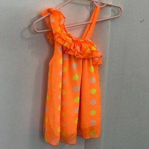 Girls Pink off the shoulder polka dot blouse